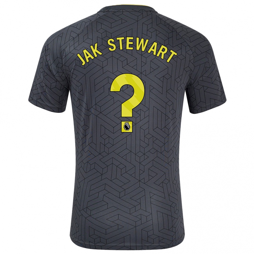 Kandiny Uomo Maglia Jak Stewart #0 Nero Giallo Kit Gara Away 2024/25 Maglietta