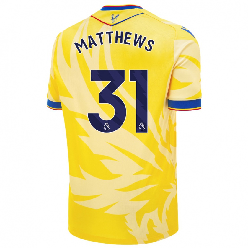 Kandiny Uomo Maglia Remi Matthews #31 Giallo Kit Gara Away 2024/25 Maglietta