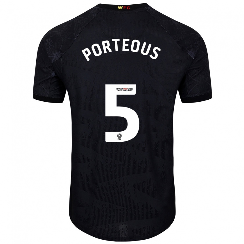 Kandiny Hombre Camiseta Ryan Porteous #5 Negro Blanco 2ª Equipación 2024/25 La Camisa