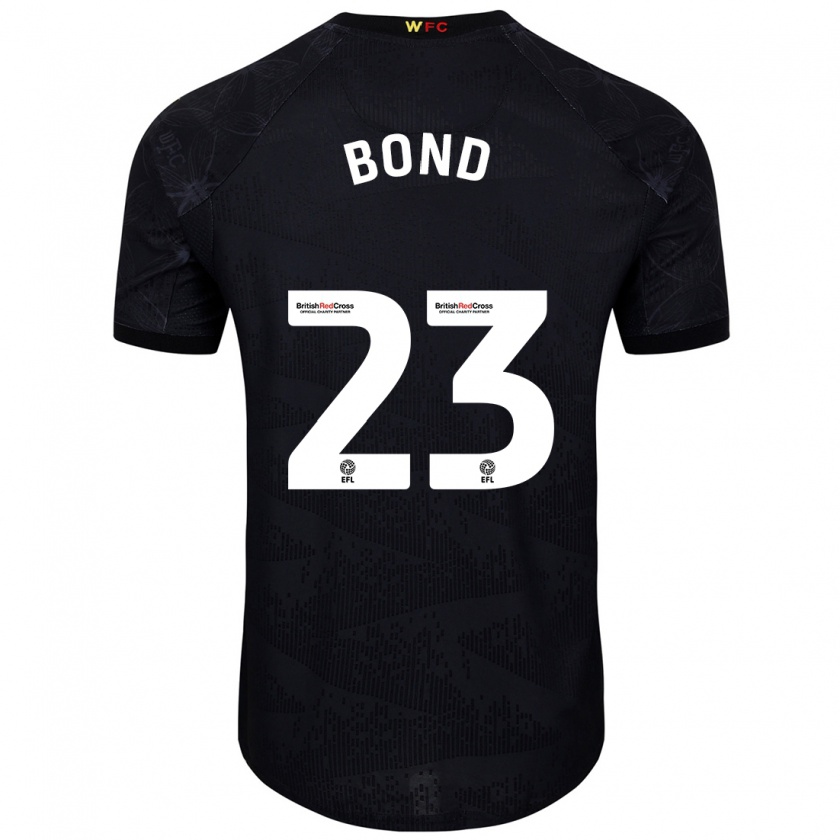 Kandiny Hombre Camiseta Jonathan Bond #23 Negro Blanco 2ª Equipación 2024/25 La Camisa México