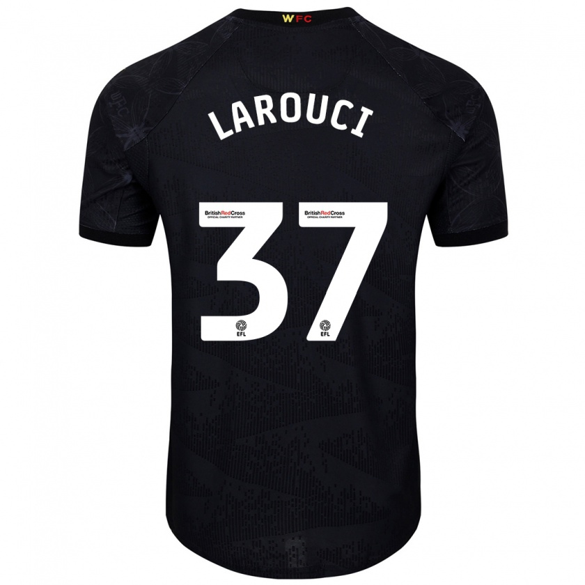 Kandiny Hombre Camiseta Yasser Larouci #37 Negro Blanco 2ª Equipación 2024/25 La Camisa