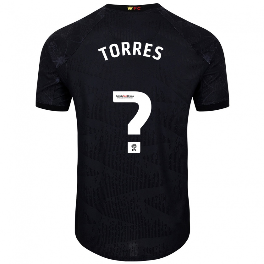 Kandiny Hombre Camiseta Laken Torres #0 Negro Blanco 2ª Equipación 2024/25 La Camisa México