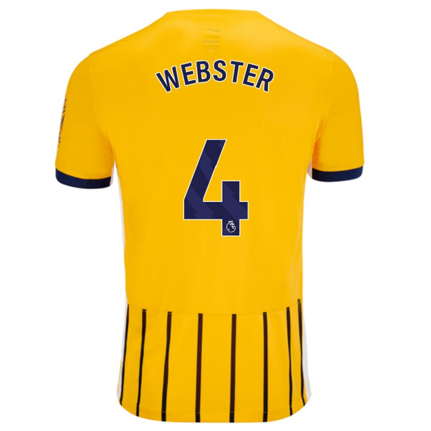 Kandiny Hombre Camiseta Adam Webster #4 Dorado Azul Rayas 2ª Equipación 2024/25 La Camisa