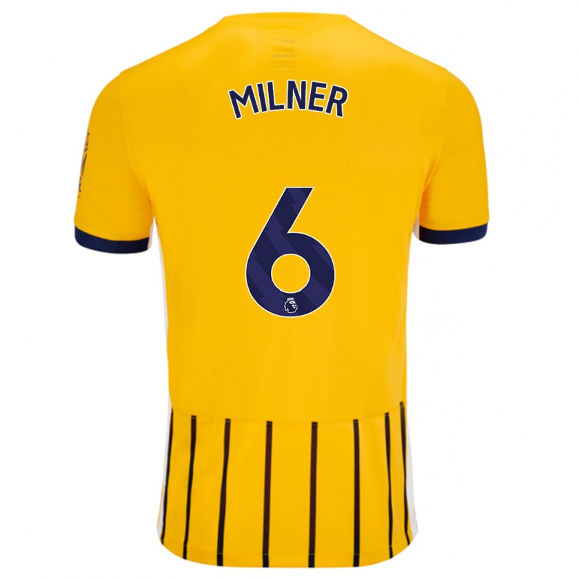 Kandiny Herren James Milner #6 Gold Blau Nadelstreifen Auswärtstrikot Trikot 2024/25 T-Shirt Österreich