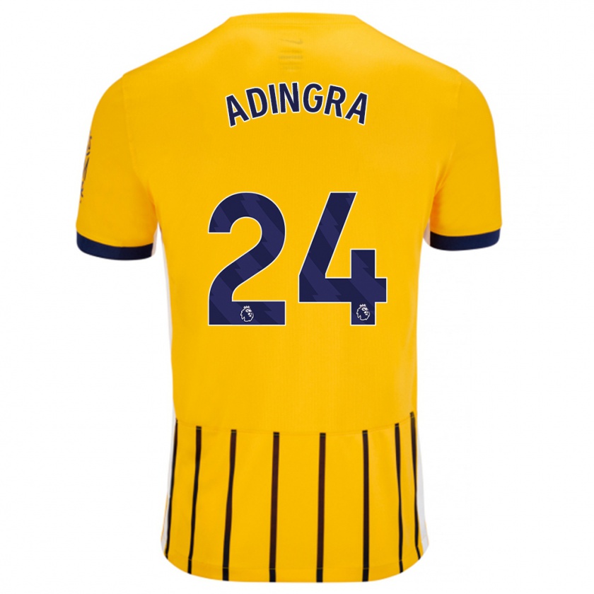 Kandiny Uomo Maglia Simon Adingra #24 Oro Blu A Righe Sottili Kit Gara Away 2024/25 Maglietta