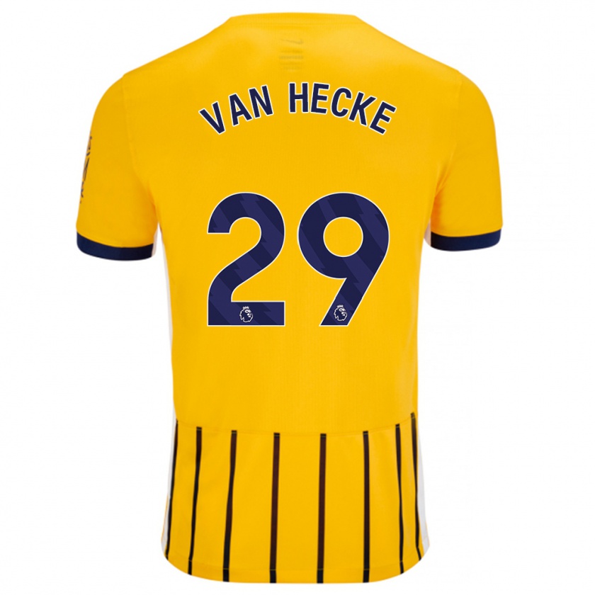 Kandiny Uomo Maglia Jan Paul Van Hecke #29 Oro Blu A Righe Sottili Kit Gara Away 2024/25 Maglietta