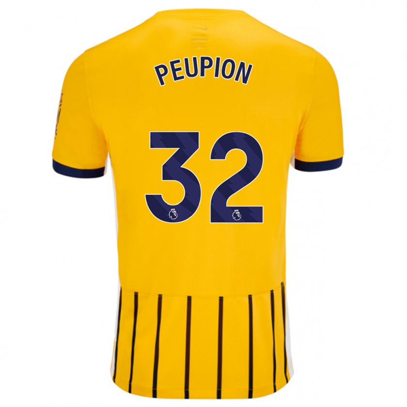 Kandiny Hombre Camiseta Cameron Peupion #32 Dorado Azul Rayas 2ª Equipación 2024/25 La Camisa