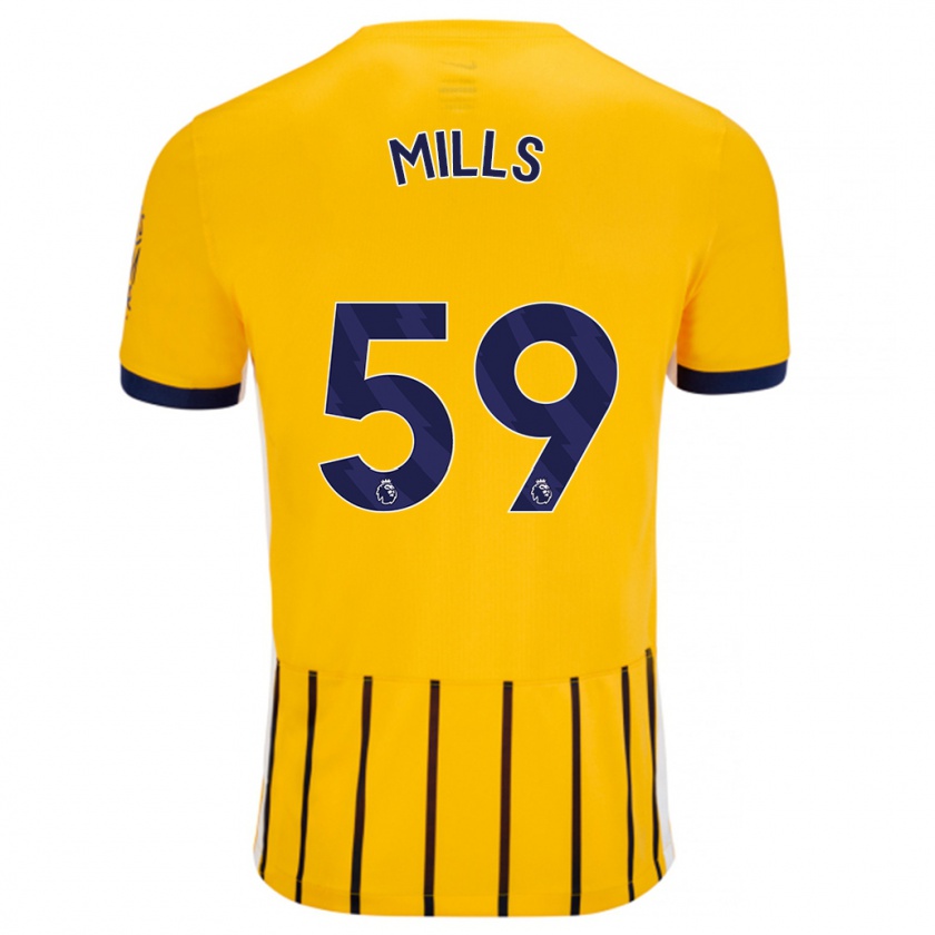 Kandiny Herren Harry Mills #59 Gold Blau Nadelstreifen Auswärtstrikot Trikot 2024/25 T-Shirt Österreich