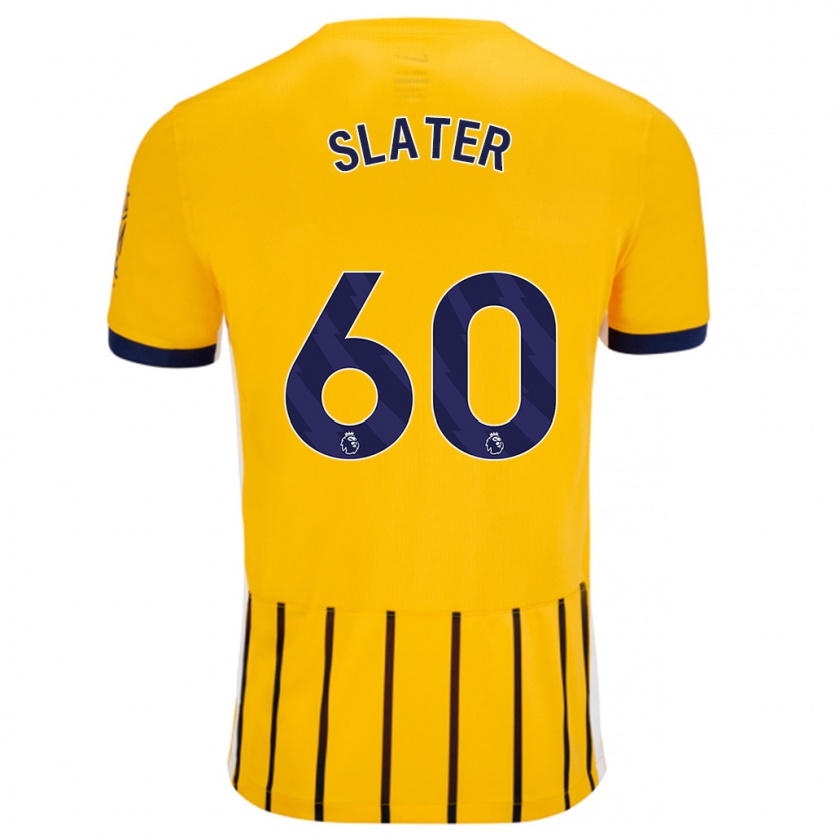 Kandiny Uomo Maglia Jacob Slater #60 Oro Blu A Righe Sottili Kit Gara Away 2024/25 Maglietta