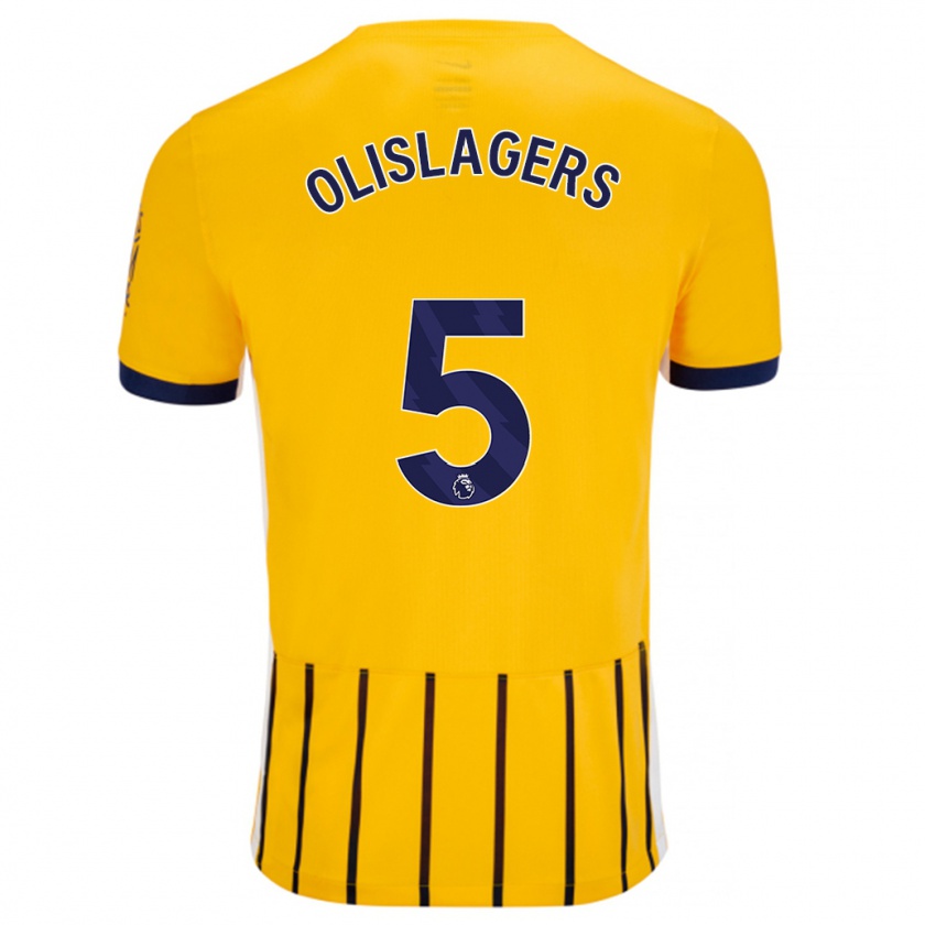 Kandiny Uomo Maglia Marisa Olislagers #5 Oro Blu A Righe Sottili Kit Gara Away 2024/25 Maglietta