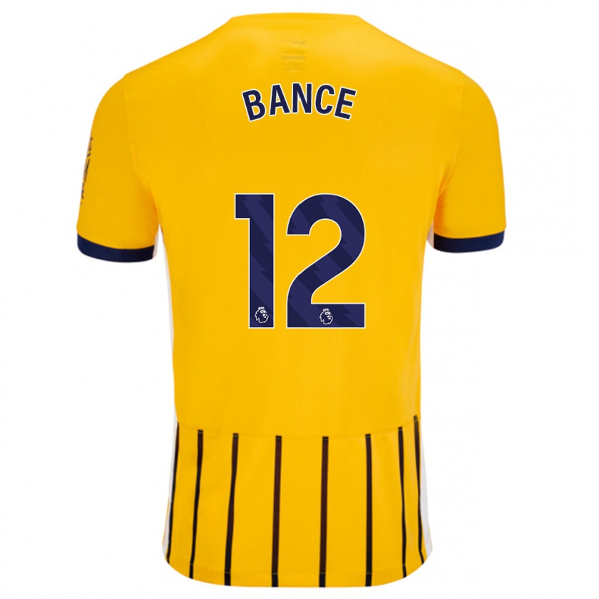 Kandiny Hombre Camiseta Libby Bance #12 Dorado Azul Rayas 2ª Equipación 2024/25 La Camisa