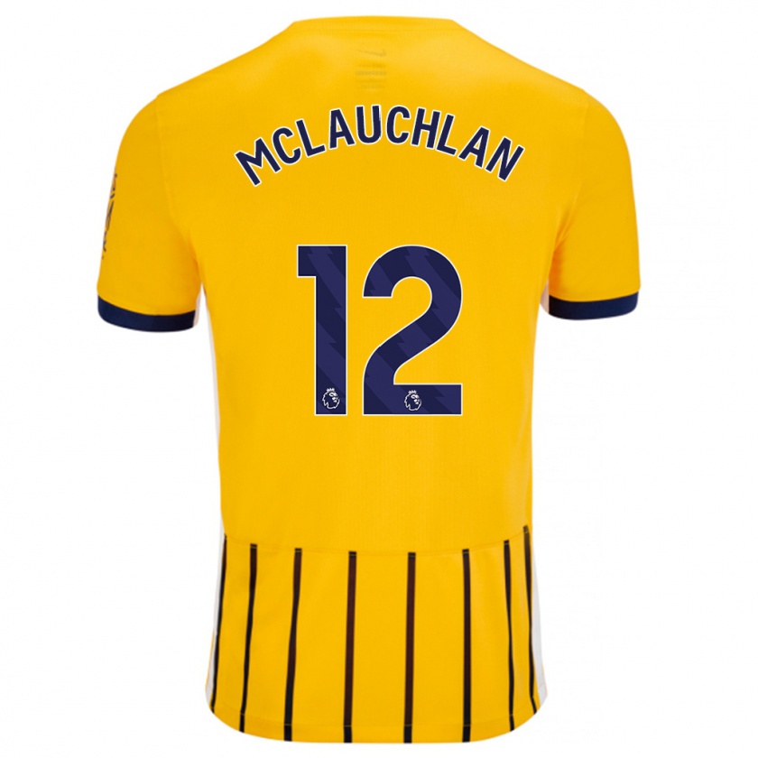 Kandiny Uomo Maglia Rachel Mclauchlan #12 Oro Blu A Righe Sottili Kit Gara Away 2024/25 Maglietta