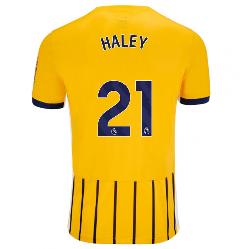 Kandiny Heren Madison Haley #21 Goud Blauw Krijtstrepen Uitshirt Uittenue 2024/25 T-Shirt