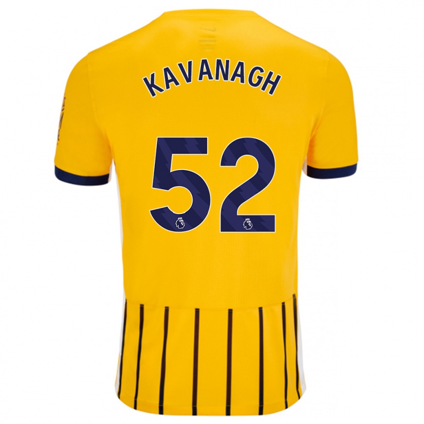 Kandiny Hombre Camiseta Leigh Kavanagh #52 Dorado Azul Rayas 2ª Equipación 2024/25 La Camisa