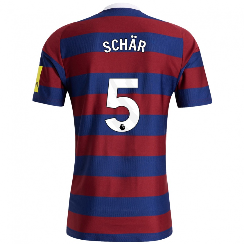 Kandiny Heren Fabian Schär #5 Bordeauxrood Marineblauw Uitshirt Uittenue 2024/25 T-Shirt