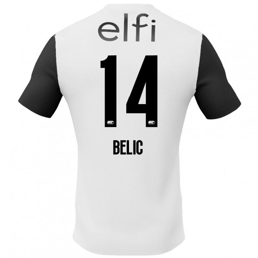 Kandiny Hombre Camiseta Kristijan Belic #14 Blanco Negro 2ª Equipación 2024/25 La Camisa México