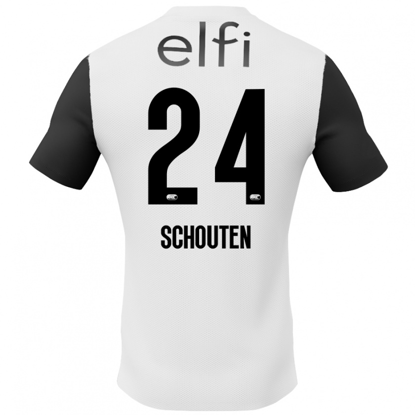 Kandiny Hombre Camiseta Lewis Schouten #24 Blanco Negro 2ª Equipación 2024/25 La Camisa México