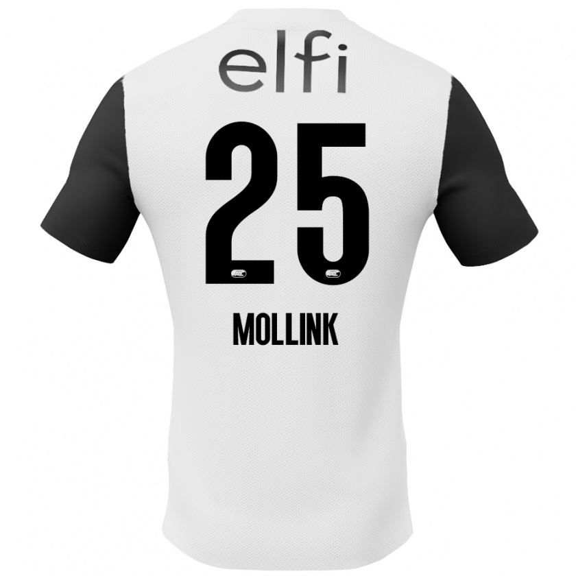 Kandiny Män Yaël Mollink #25 Vit Svart Bortatröja Matchtröjor 2024/25 Tröjor T-Tröja