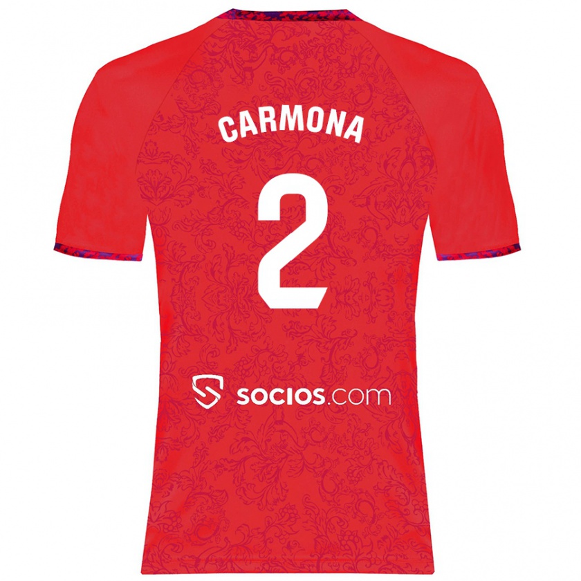 Kandiny Heren José Ángel Carmona #2 Rood Uitshirt Uittenue 2024/25 T-Shirt