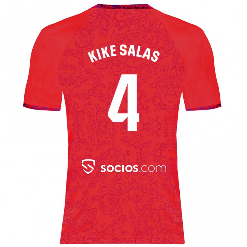 Kandiny Uomo Maglia Kike Salas #4 Rosso Kit Gara Away 2024/25 Maglietta