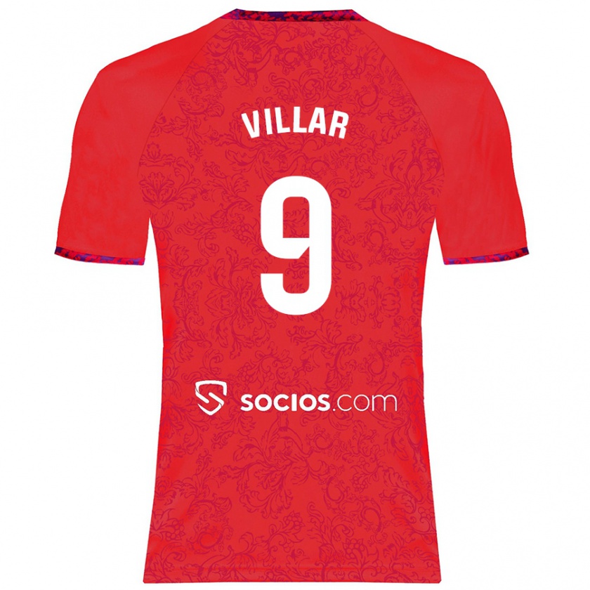 Kandiny Herren Iker Villar #9 Rot Auswärtstrikot Trikot 2024/25 T-Shirt Österreich