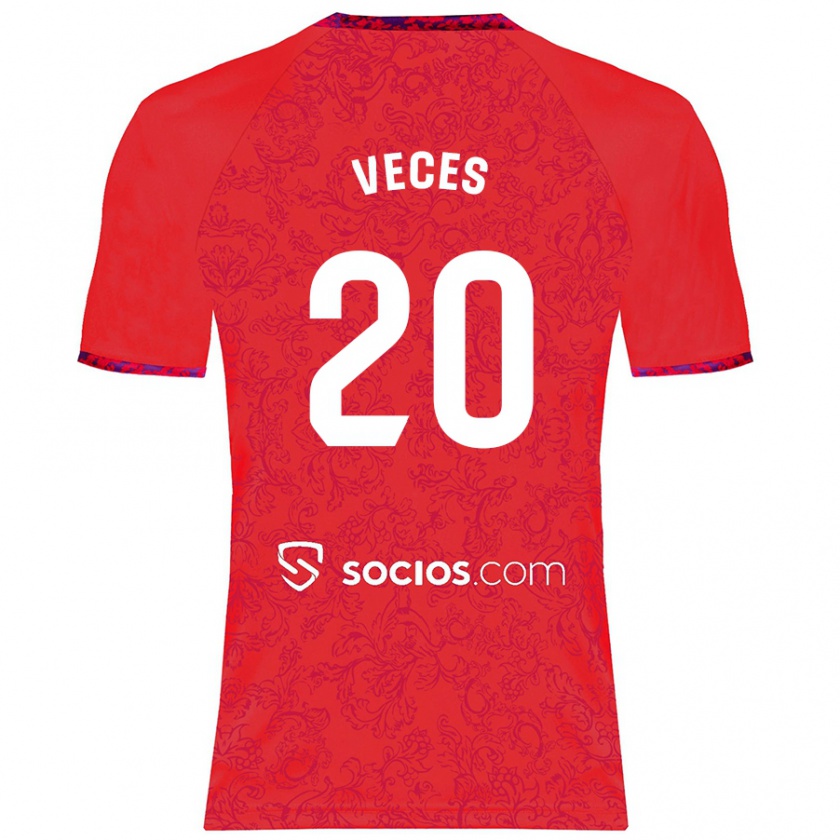 Kandiny Herren Sergio Veces #20 Rot Auswärtstrikot Trikot 2024/25 T-Shirt Österreich