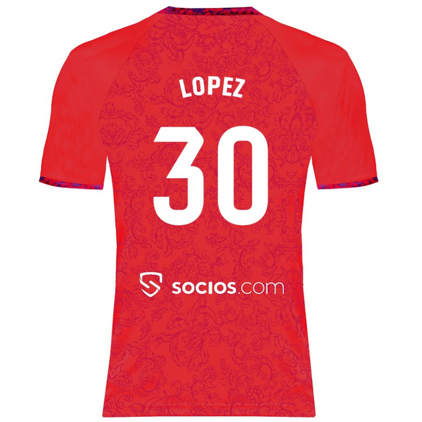 Kandiny Hombre Camiseta Alba López #30 Rojo 2ª Equipación 2024/25 La Camisa México