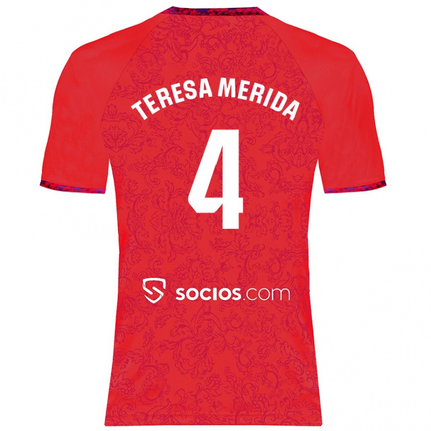 Kandiny Hombre Camiseta Teresa Merida #4 Rojo 2ª Equipación 2024/25 La Camisa México