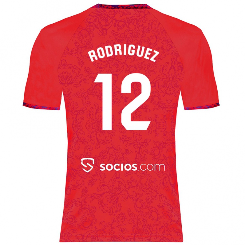 Kandiny Uomo Maglia Lucía María Rodríguez Herrero #12 Rosso Kit Gara Away 2024/25 Maglietta