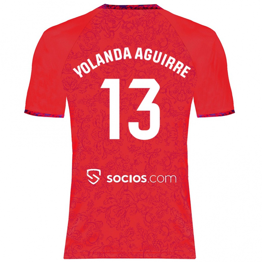 Kandiny Hombre Camiseta Yolanda Aguirre Gutiérrez #13 Rojo 2ª Equipación 2024/25 La Camisa México