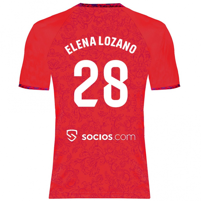 Kandiny Uomo Maglia Elena Lozano Gallego #28 Rosso Kit Gara Away 2024/25 Maglietta