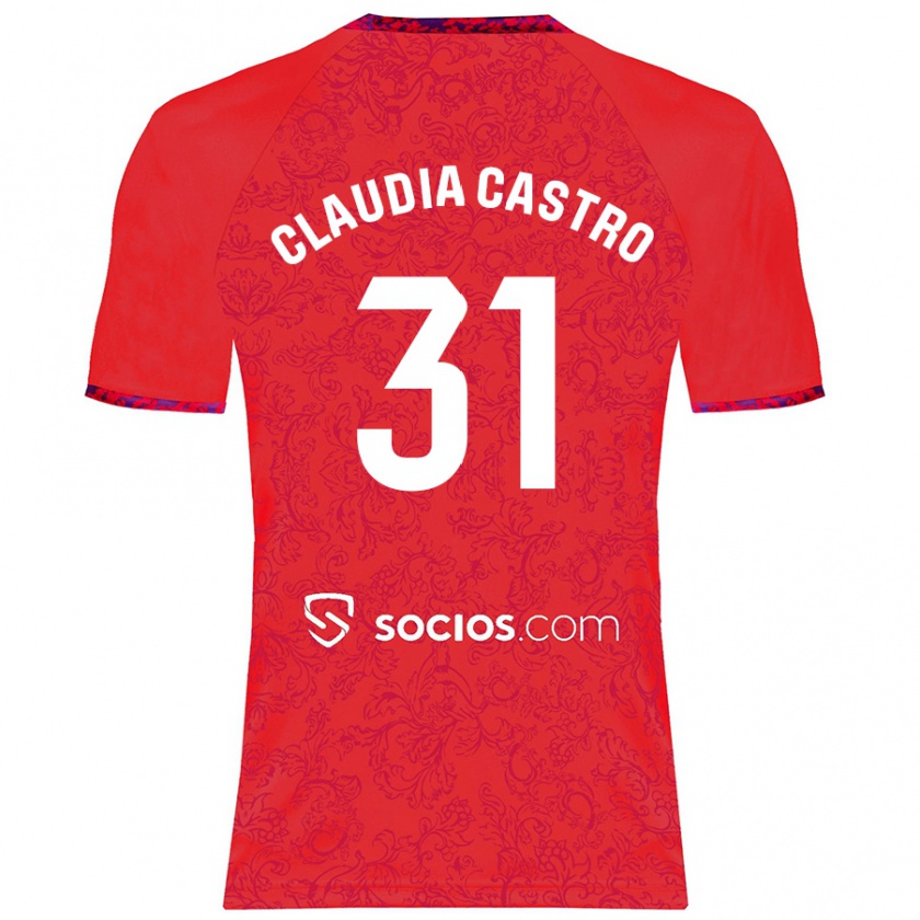 Kandiny Hombre Camiseta Claudia Castro Romero #31 Rojo 2ª Equipación 2024/25 La Camisa México