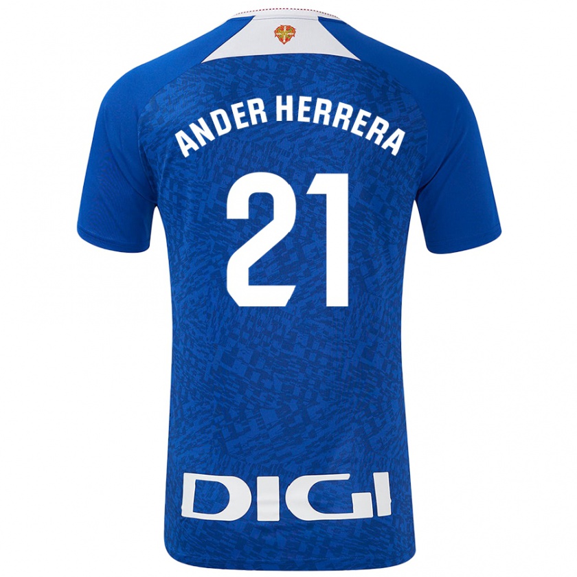 Kandiny Hombre Camiseta Ander Herrera #21 Azul Real 2ª Equipación 2024/25 La Camisa México