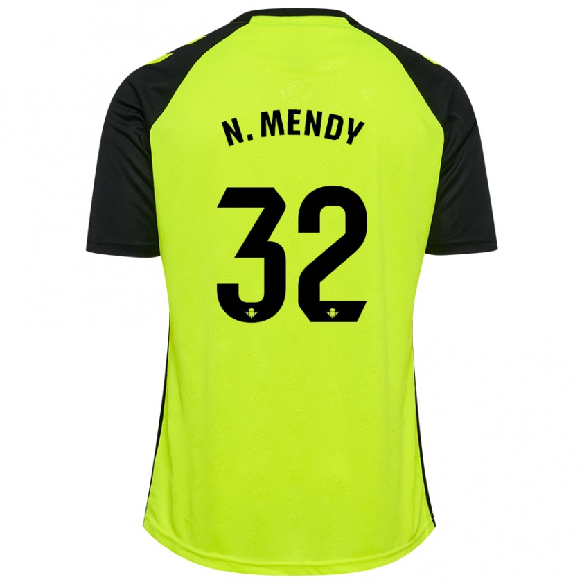 Kandiny Hombre Camiseta Nobel Mendy #32 Amarillo Fluorescente Negro 2ª Equipación 2024/25 La Camisa