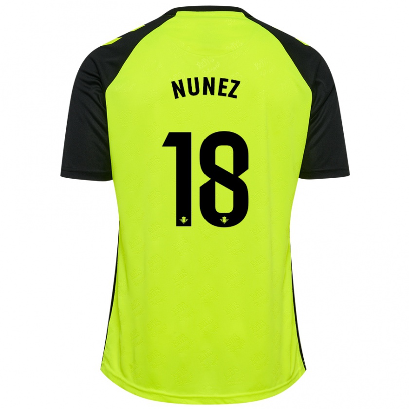 Kandiny Hombre Camiseta Romina Núñez #18 Amarillo Fluorescente Negro 2ª Equipación 2024/25 La Camisa