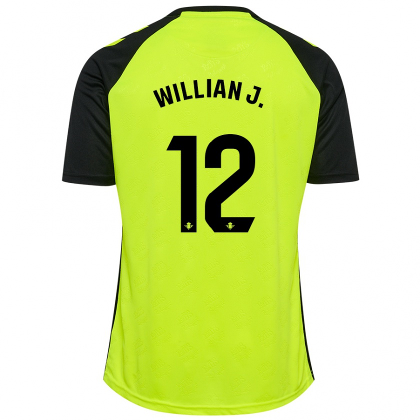 Kandiny Heren Willian José #12 Fluorescerend Geel Zwart Uitshirt Uittenue 2024/25 T-Shirt