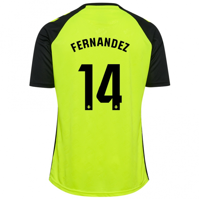 Kandiny Heren Quique Fernández #14 Fluorescerend Geel Zwart Uitshirt Uittenue 2024/25 T-Shirt België