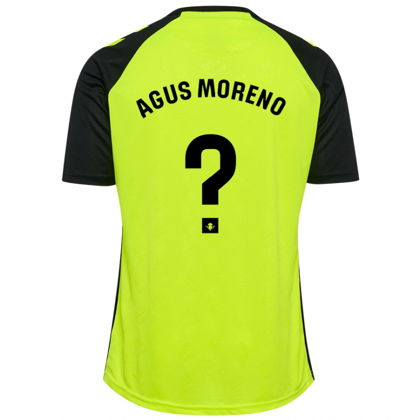 Kandiny Heren Agus Moreno #0 Fluorescerend Geel Zwart Uitshirt Uittenue 2024/25 T-Shirt