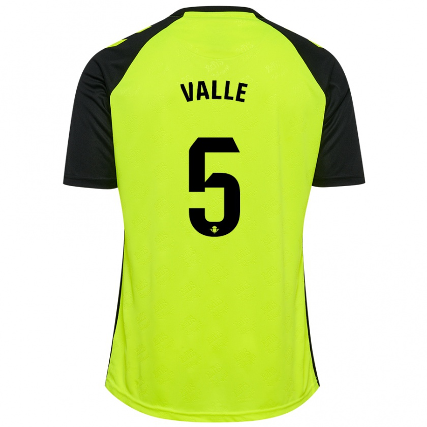 Kandiny Uomo Maglia María Valle López #5 Giallo Fluorescente Nero Kit Gara Away 2024/25 Maglietta