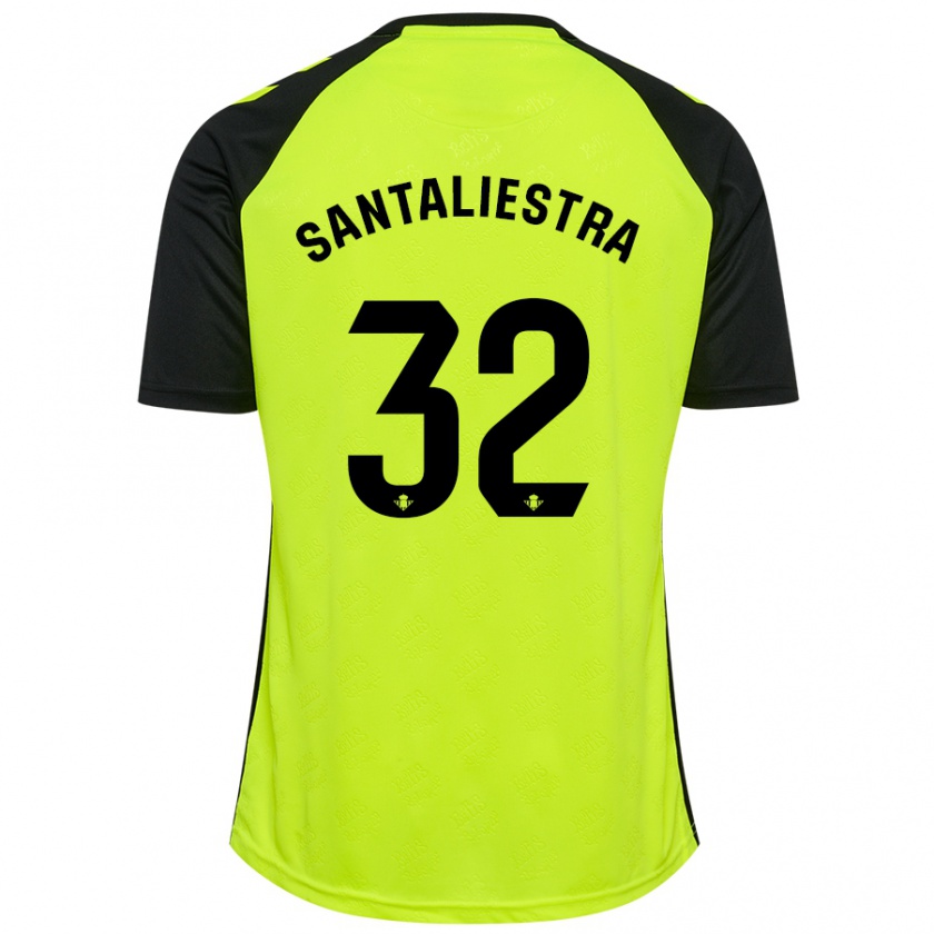 Kandiny Hombre Camiseta Carla Santaliestra #32 Amarillo Fluorescente Negro 2ª Equipación 2024/25 La Camisa