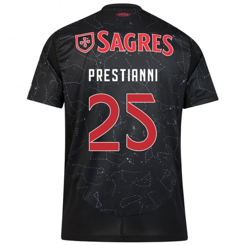 Kandiny Hombre Camiseta Gianluca Prestianni #25 Negro Rojo 2ª Equipación 2024/25 La Camisa