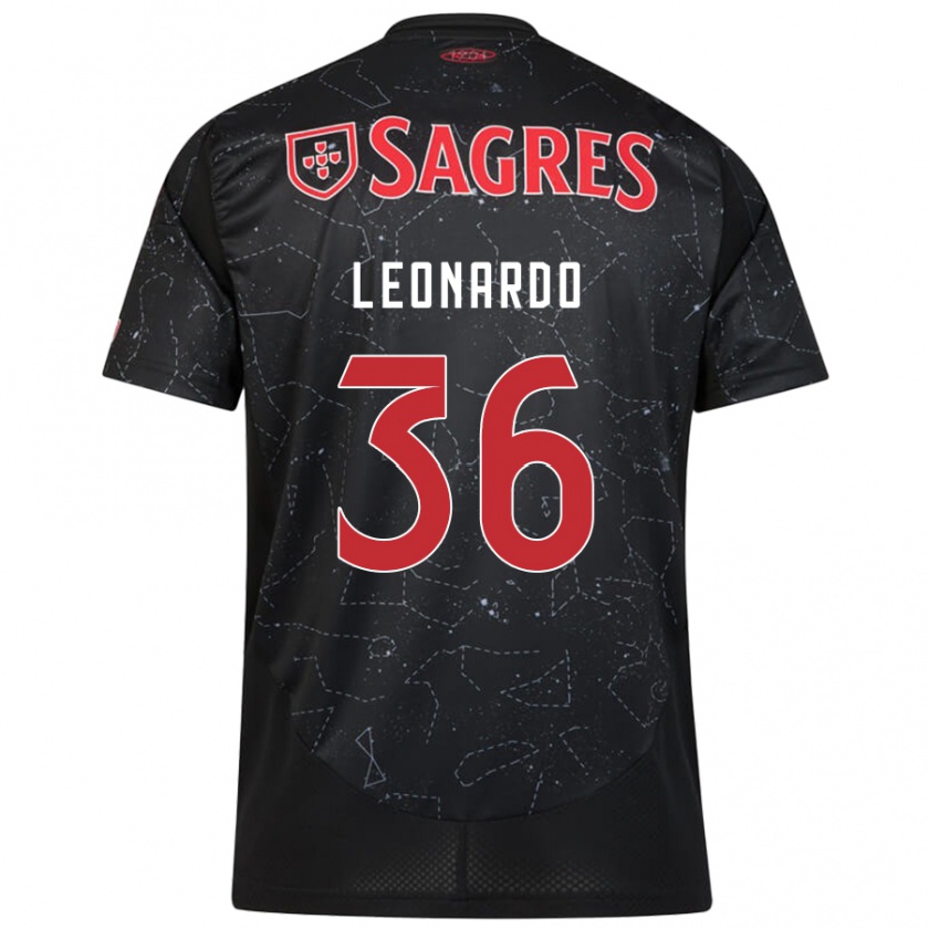 Kandiny Hombre Camiseta Marcos Leonardo #36 Negro Rojo 2ª Equipación 2024/25 La Camisa