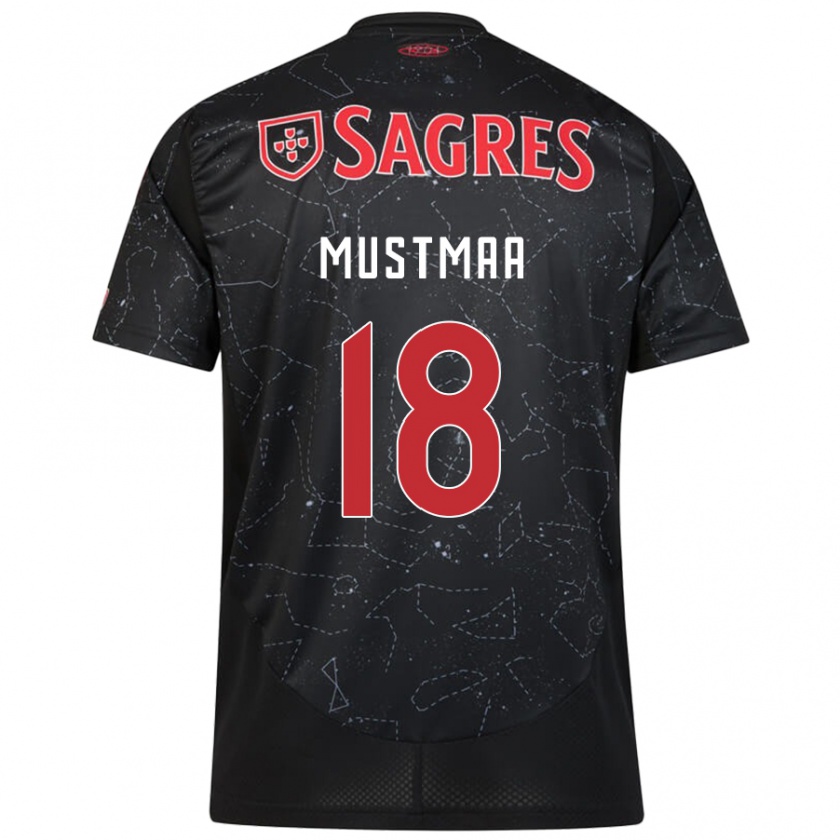 Kandiny Hombre Camiseta Karel Mustmaa #18 Negro Rojo 2ª Equipación 2024/25 La Camisa