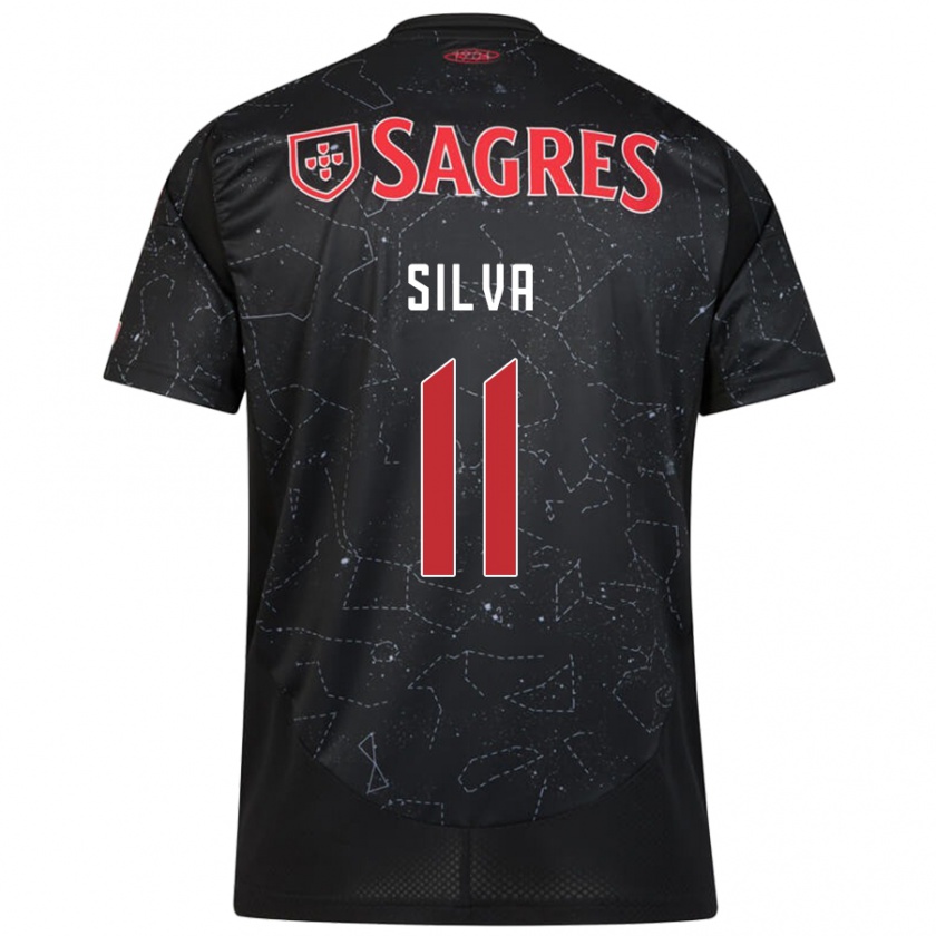 Kandiny Hombre Camiseta Jéssica Silva #11 Negro Rojo 2ª Equipación 2024/25 La Camisa