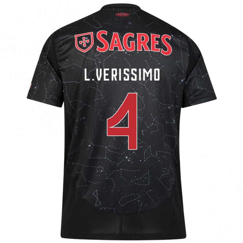 Kandiny Uomo Maglia Lucas Verissimo #4 Nero Rosso Kit Gara Away 2024/25 Maglietta