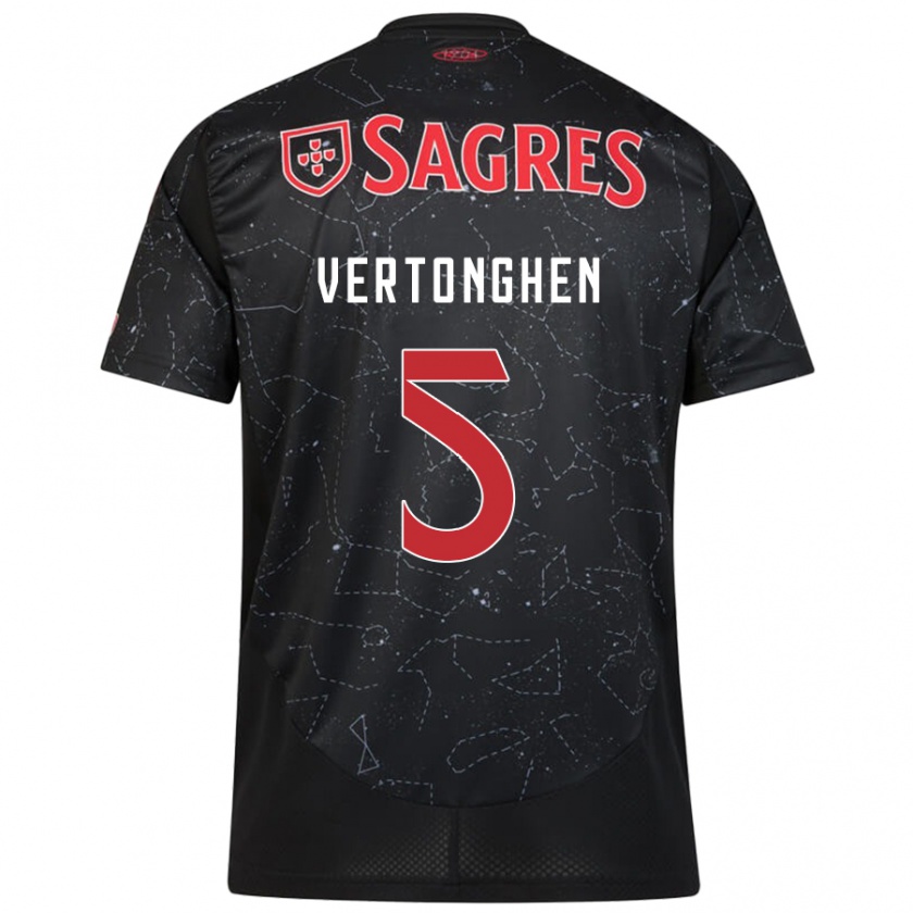 Kandiny Uomo Maglia Jan Vertonghen #5 Nero Rosso Kit Gara Away 2024/25 Maglietta