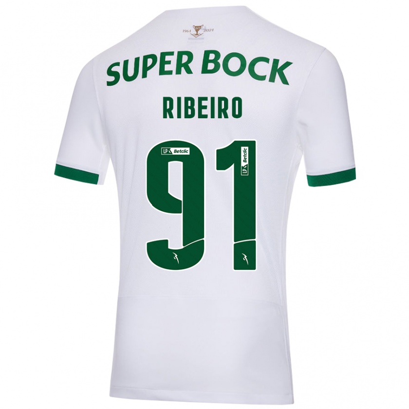 Kandiny Heren Rodrigo Ribeiro #91 Wit Groen Uitshirt Uittenue 2024/25 T-Shirt