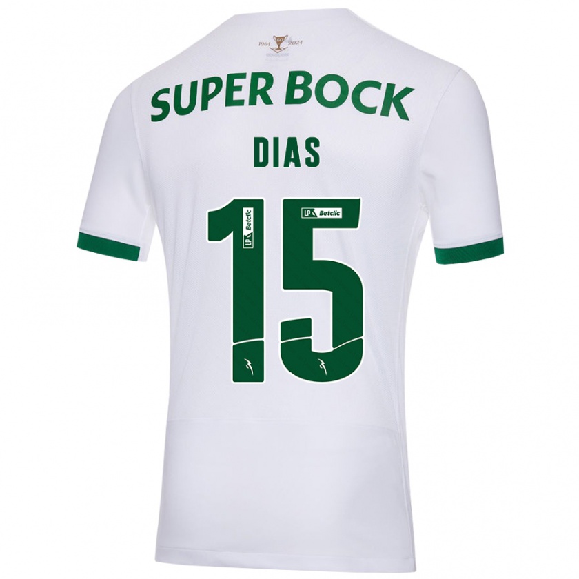 Kandiny Hombre Camiseta Rodrigo Dias #15 Blanco Verde 2ª Equipación 2024/25 La Camisa