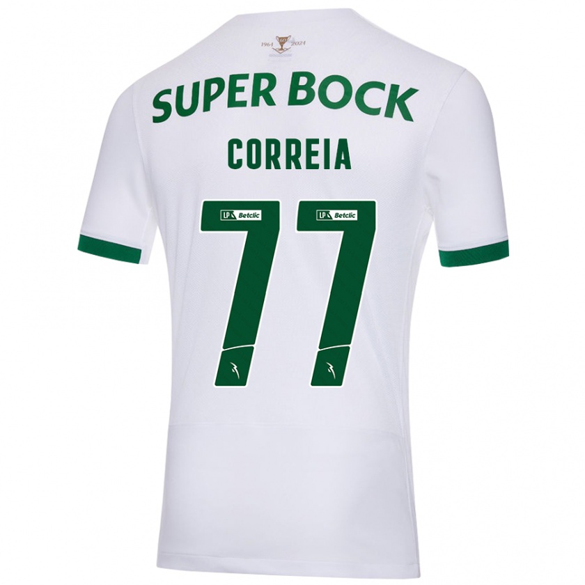 Kandiny Uomo Maglia Alícia Correia #77 Bianco Verde Kit Gara Away 2024/25 Maglietta