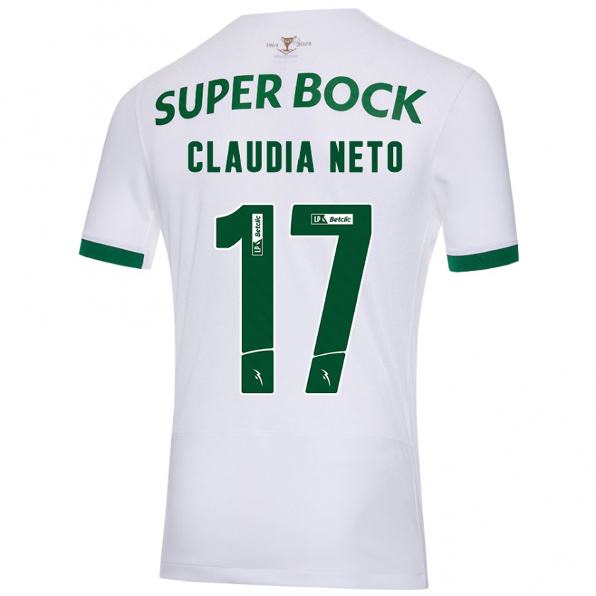 Kandiny Uomo Maglia Cláudia Teresa Pires Neto #17 Bianco Verde Kit Gara Away 2024/25 Maglietta